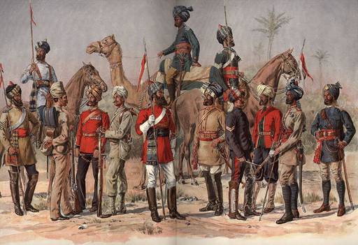 Indische und britische Soldaten um 1800